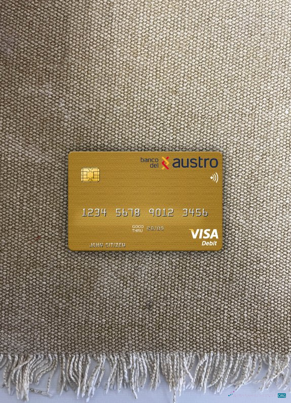 Download Ecuador Banco del Austro visa debit card photolook front Photoshop template